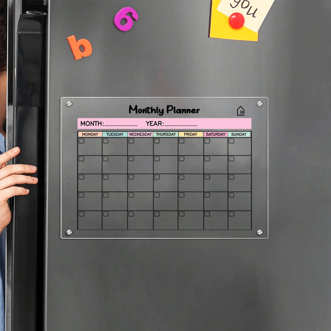 Monthly Acrylic Fridge Planner with Week days | Pens and Reg - Memories InsiteMONTHLY FRIDGE PLANNER WITH WEEK DAYS I